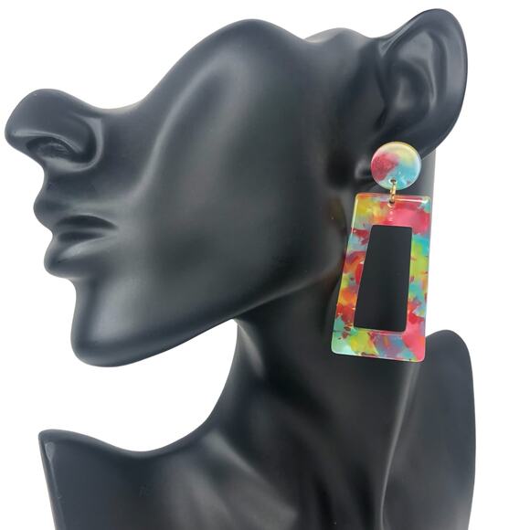 Neon Fun Trapezoid Drop Earrings - Picture 2 of 4
